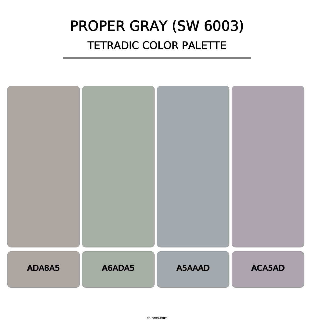 Proper Gray (SW 6003) - Tetradic Color Palette