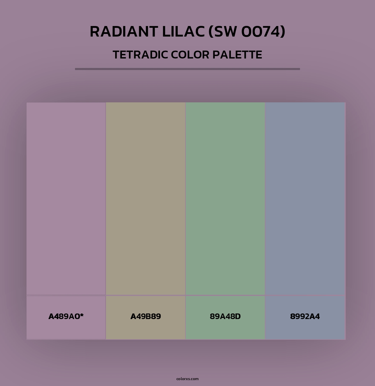 Radiant Lilac (SW 0074) - Tetradic Color Palette