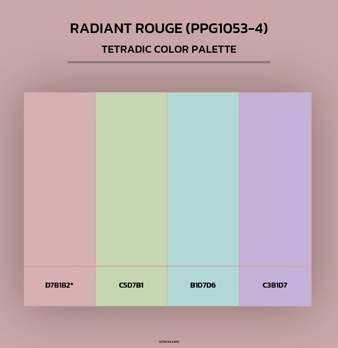 Radiant Rouge (PPG1053-4) - Tetradic Color Palette