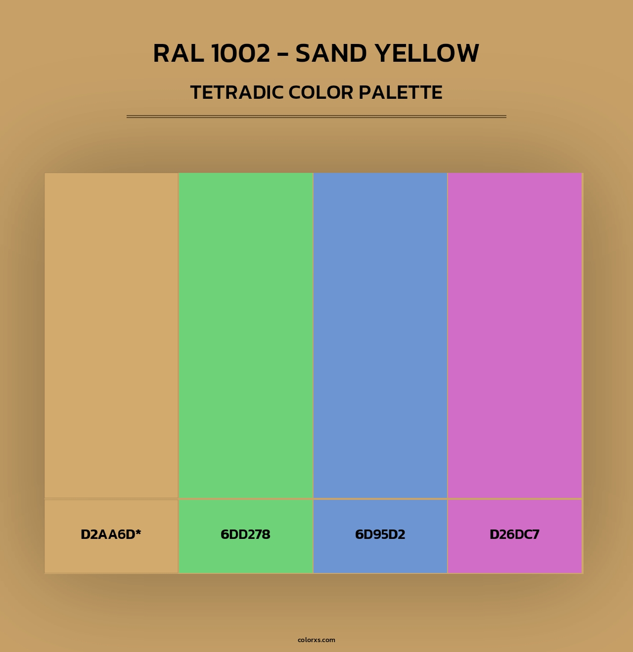 RAL 1002 - Sand Yellow - Tetradic Color Palette