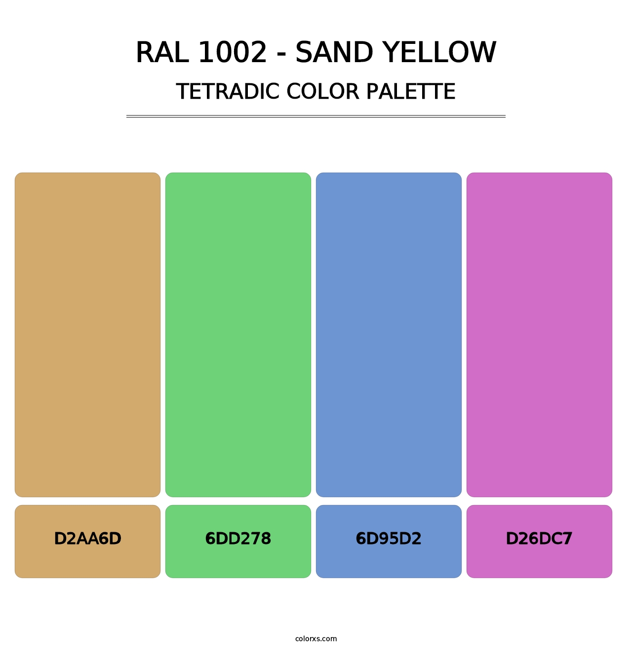 RAL 1002 - Sand Yellow - Tetradic Color Palette