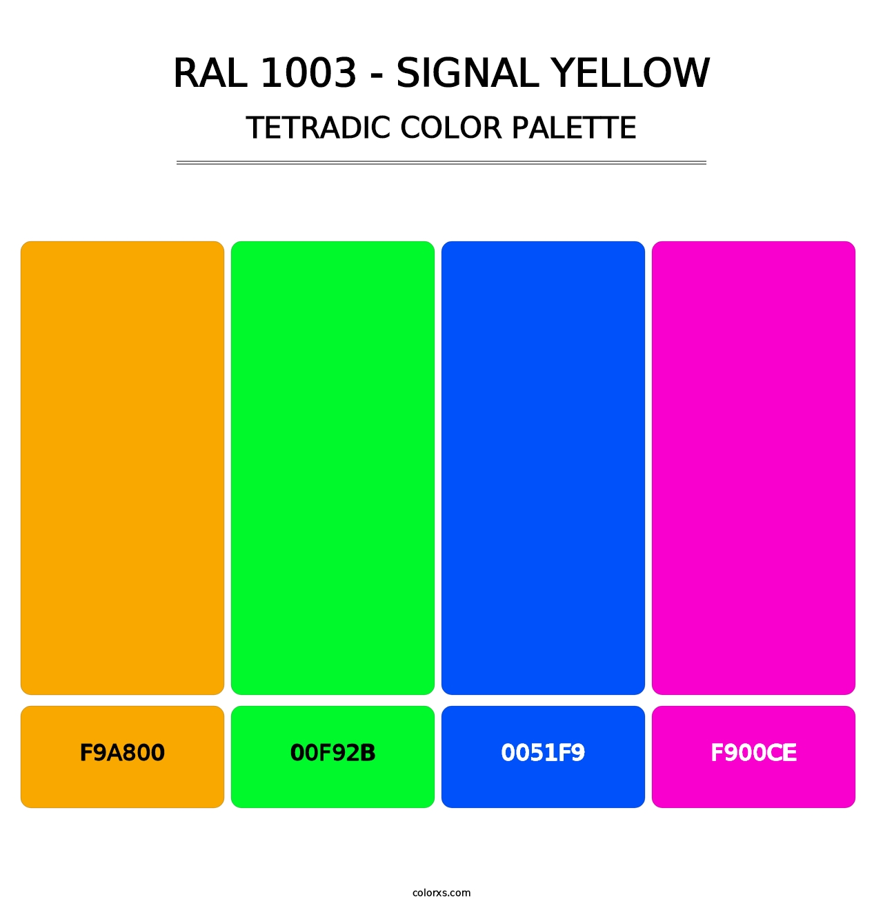 RAL 1003 - Signal Yellow - Tetradic Color Palette