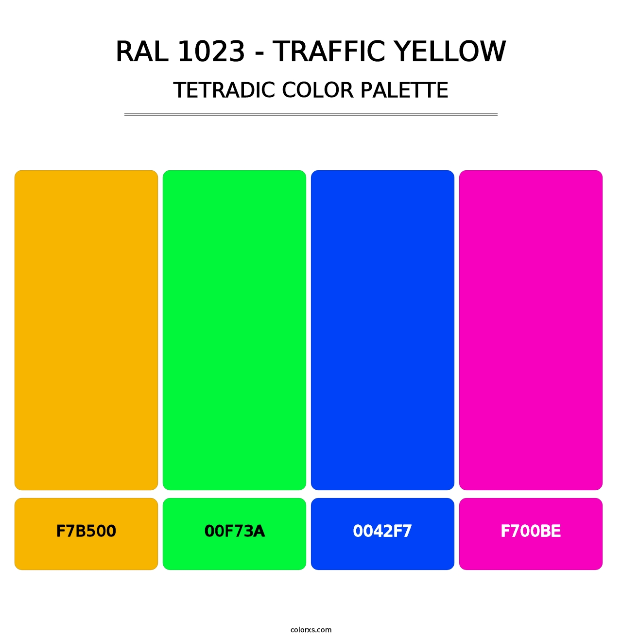 RAL 1023 - Traffic Yellow - Tetradic Color Palette