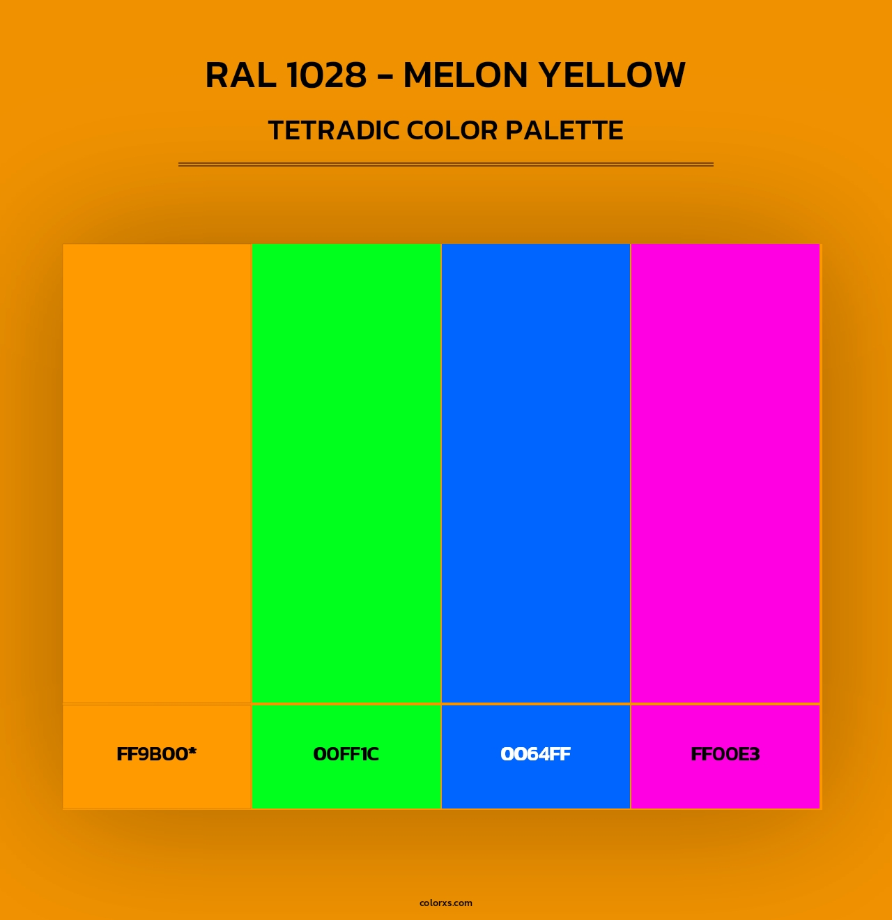 RAL 1028 - Melon Yellow - Tetradic Color Palette