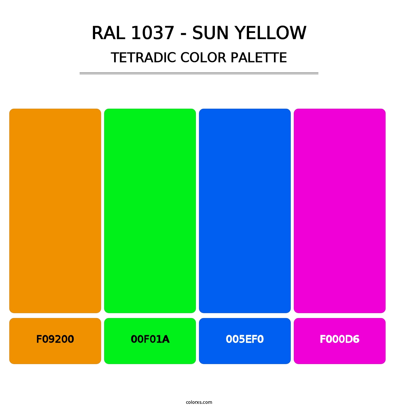 RAL 1037 - Sun Yellow - Tetradic Color Palette