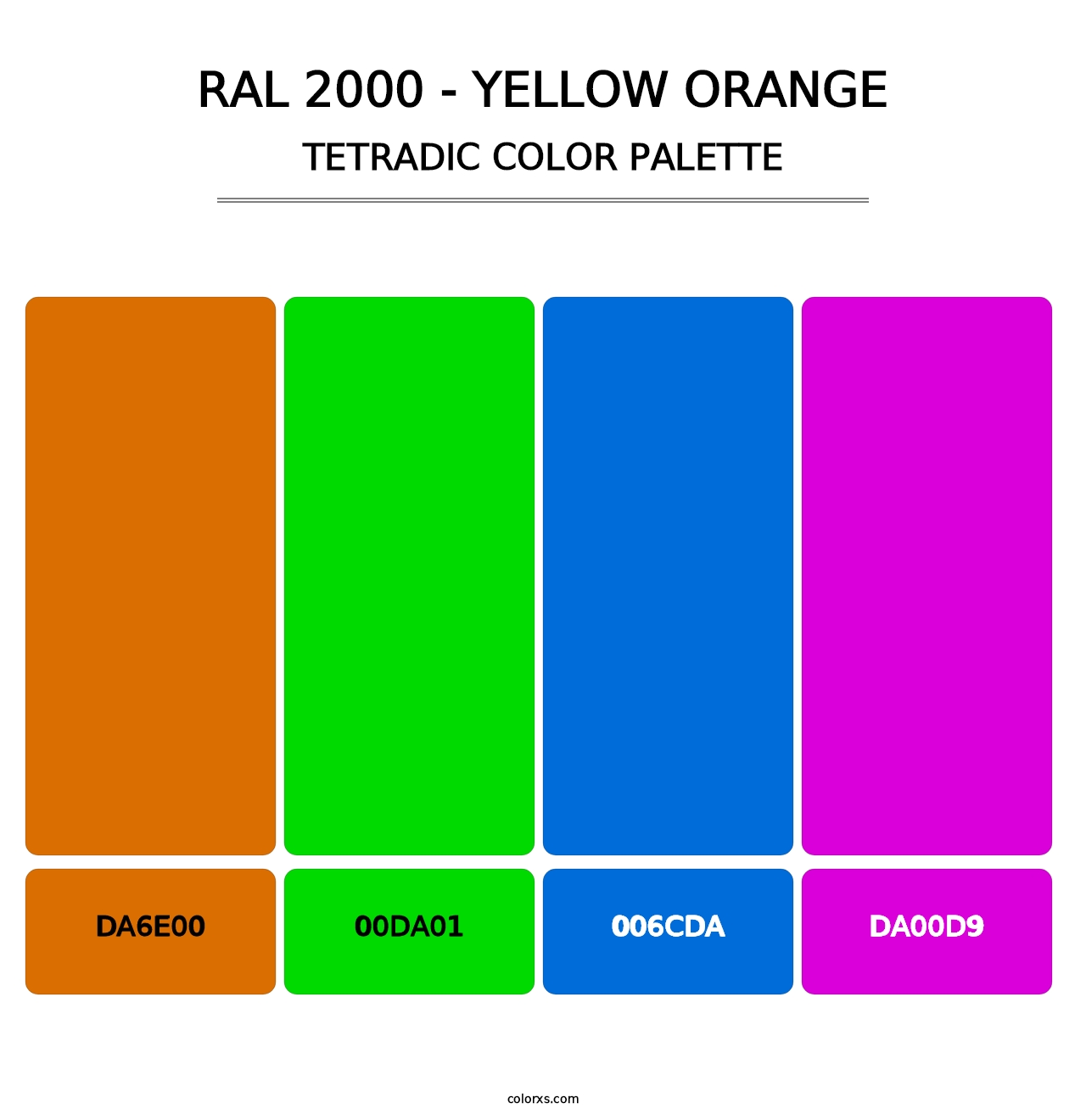 RAL 2000 - Yellow Orange - Tetradic Color Palette