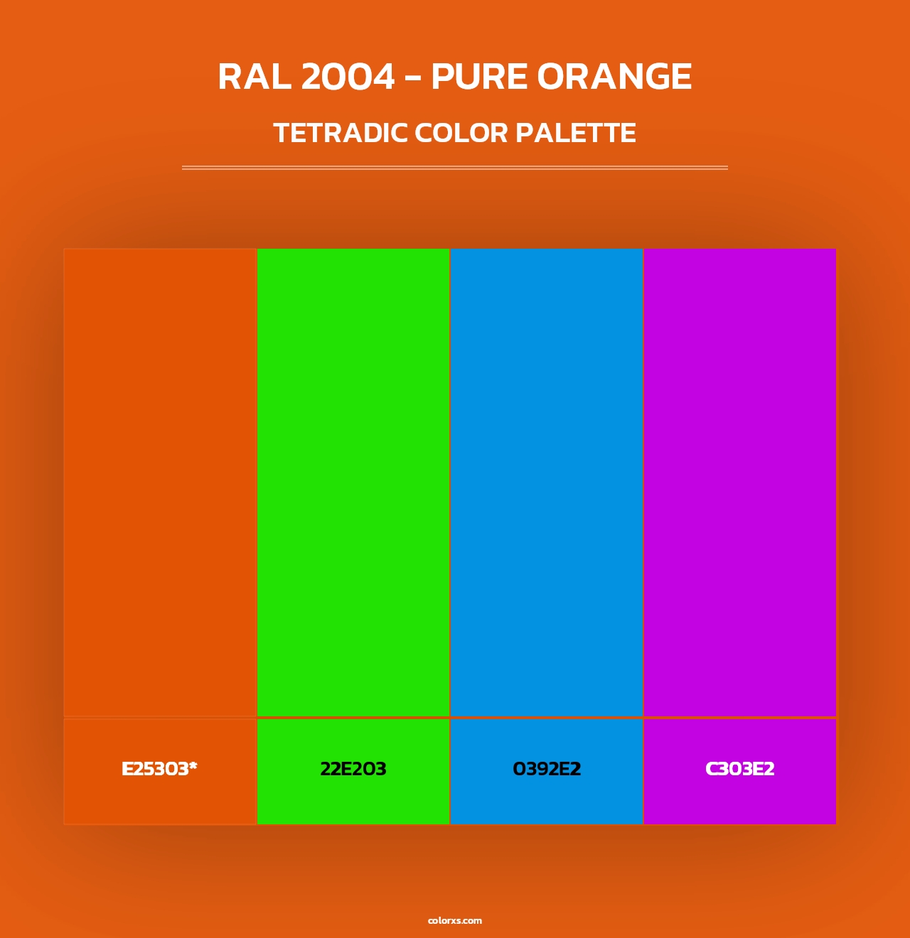 RAL 2004 - Pure Orange - Tetradic Color Palette