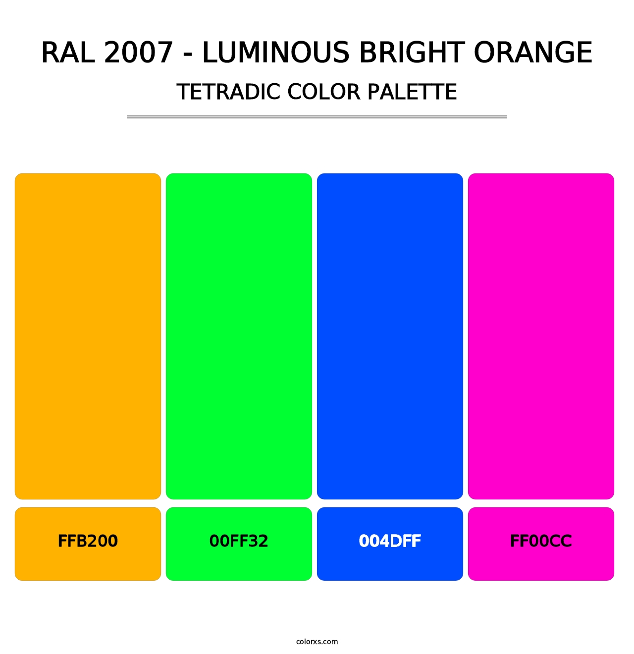 RAL 2007 - Luminous Bright Orange - Tetradic Color Palette