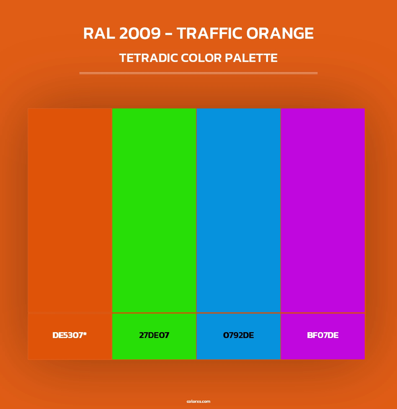 RAL 2009 - Traffic Orange - Tetradic Color Palette