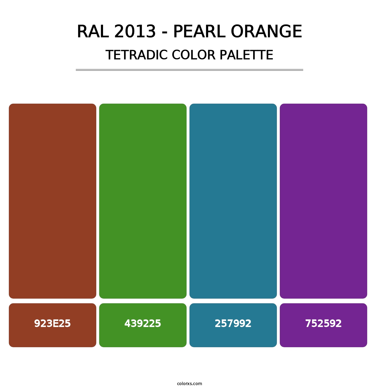 RAL 2013 - Pearl Orange - Tetradic Color Palette