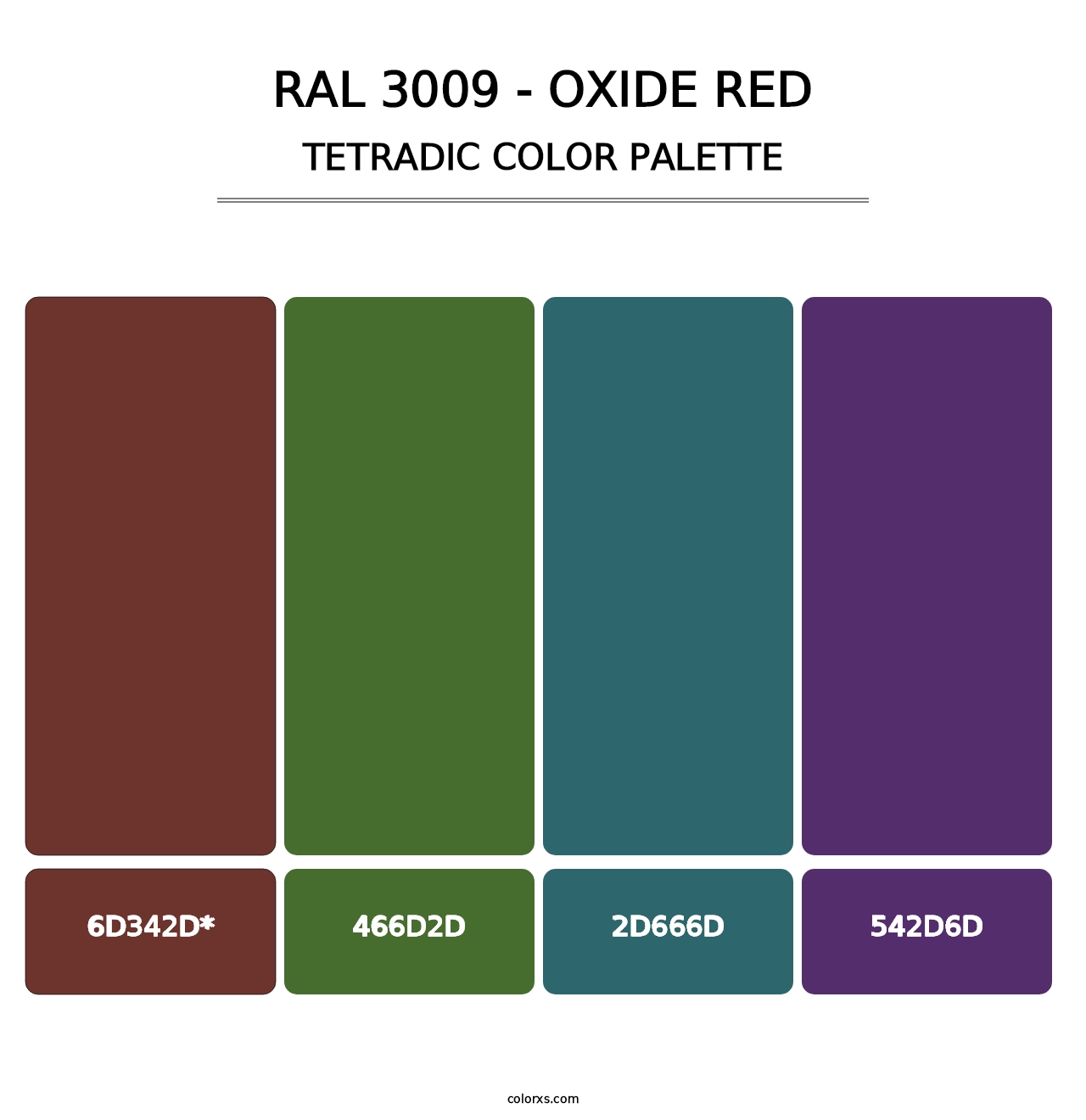 RAL 3009 - Oxide Red - Tetradic Color Palette