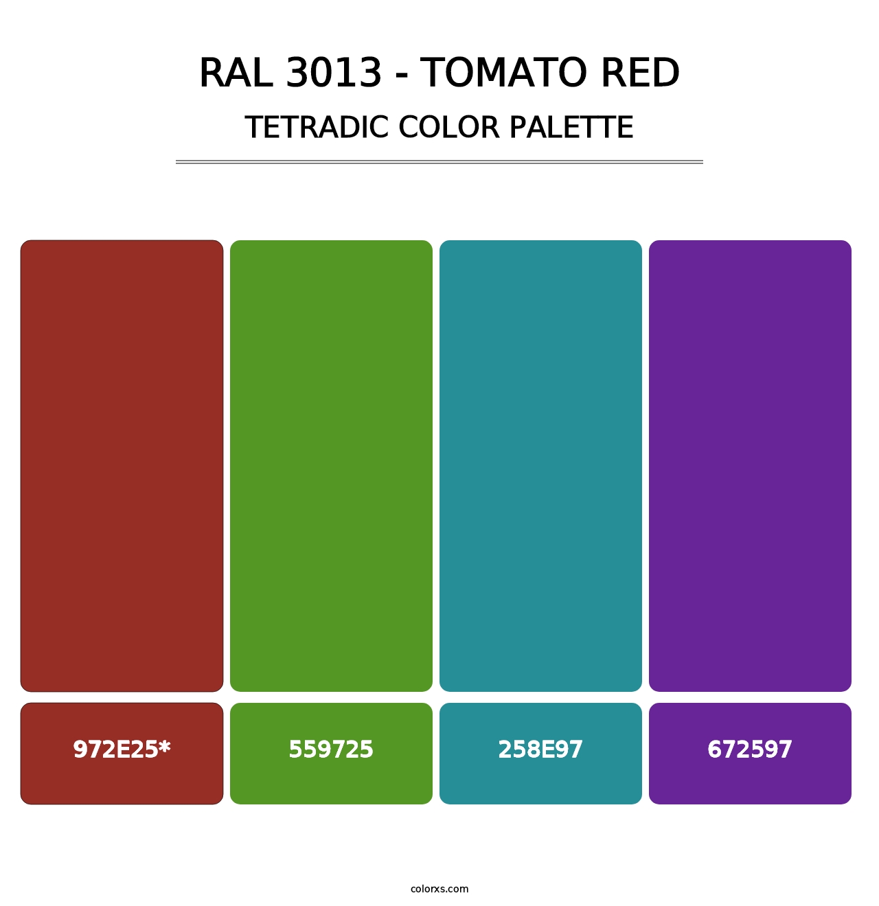 RAL 3013 - Tomato Red - Tetradic Color Palette