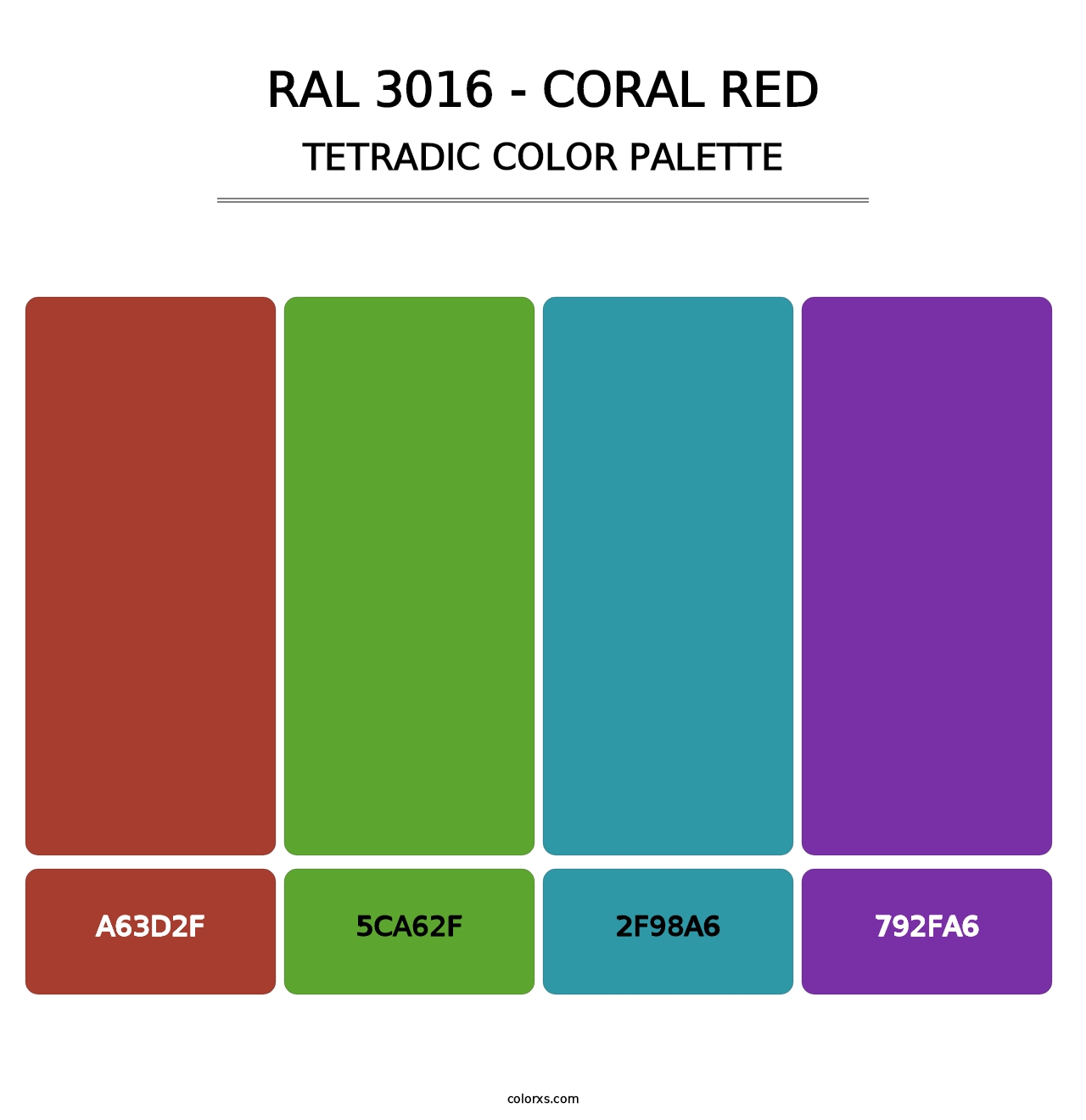 RAL 3016 - Coral Red - Tetradic Color Palette