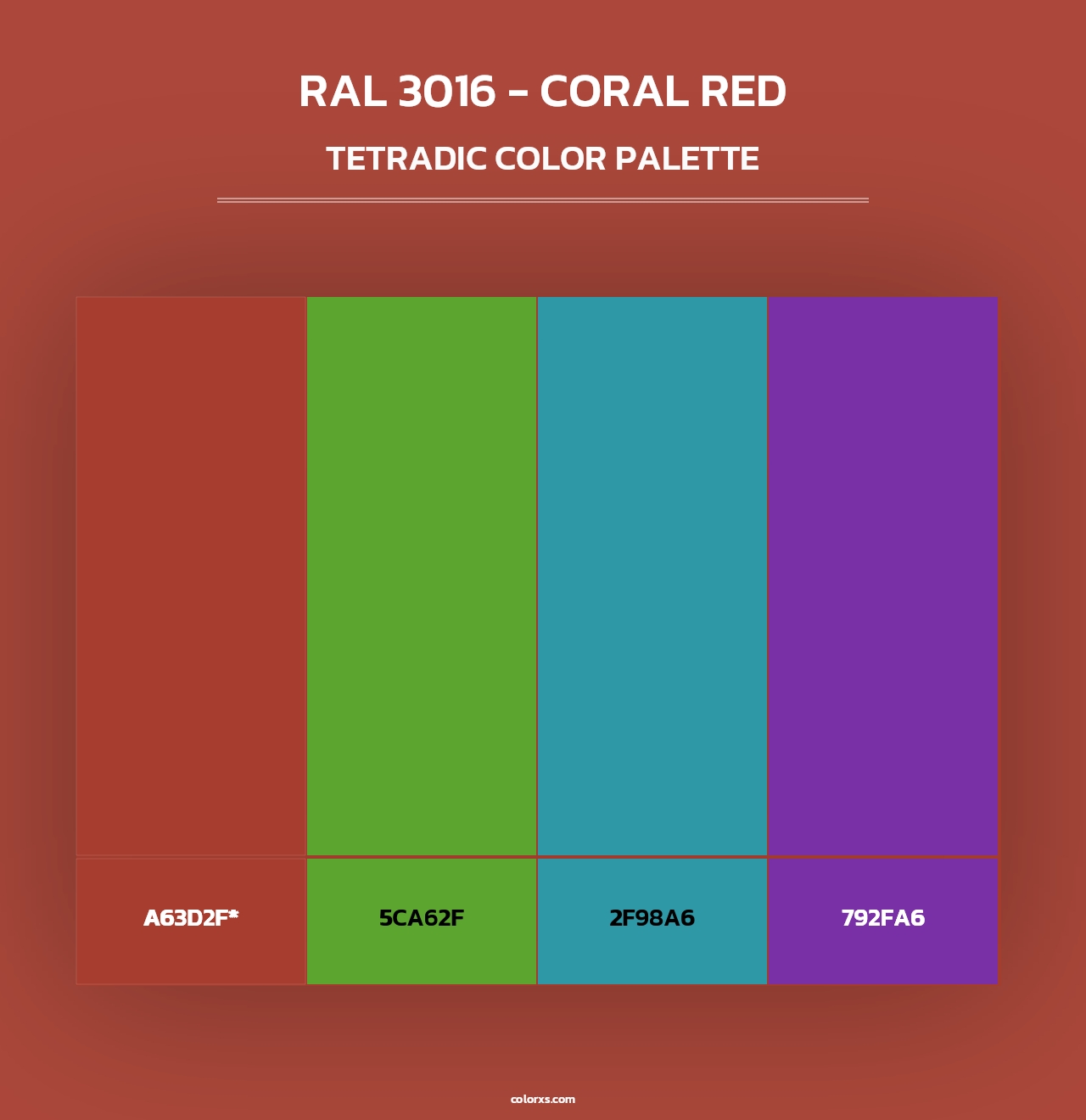 RAL 3016 - Coral Red - Tetradic Color Palette