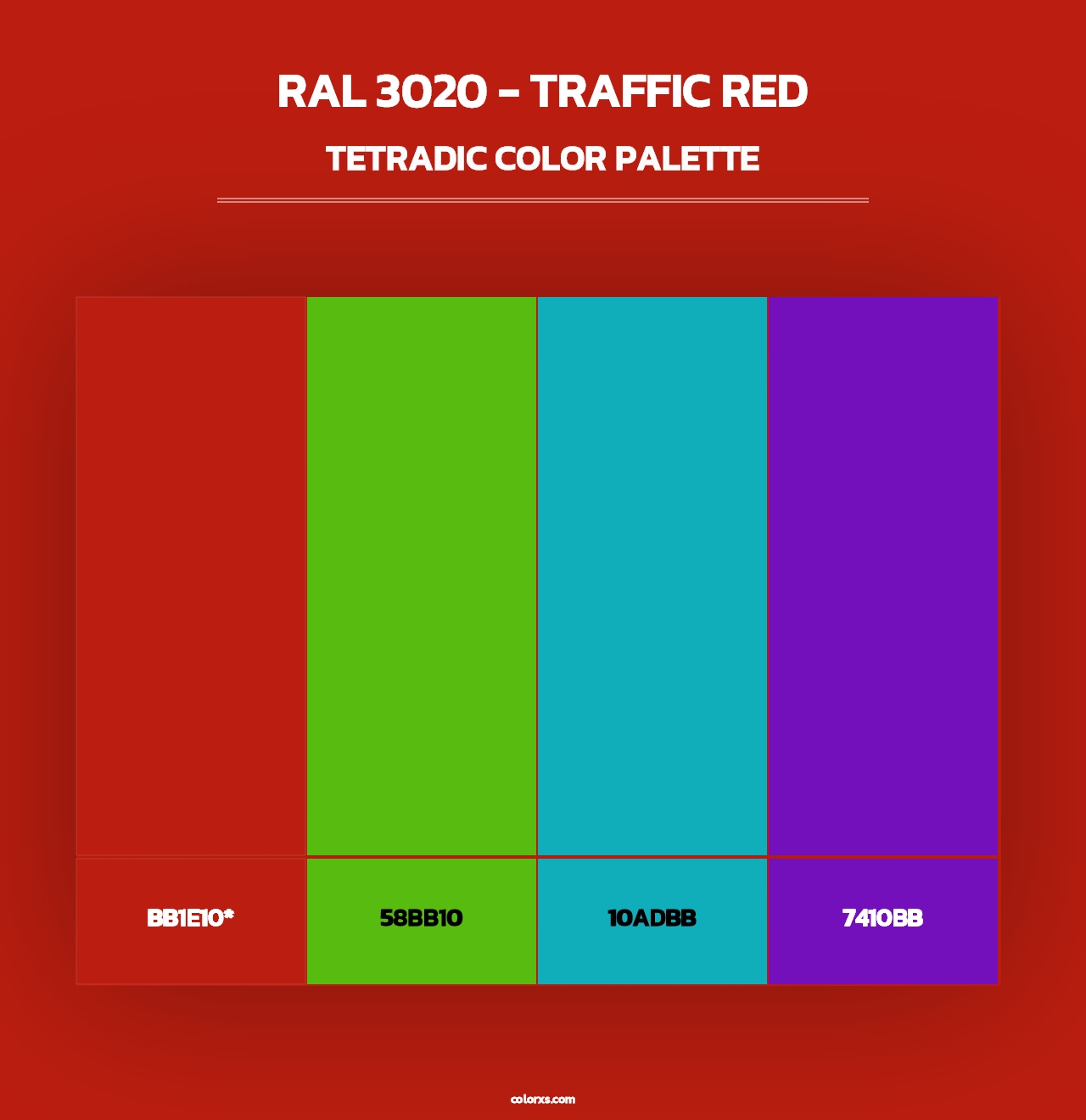 RAL 3020 - Traffic Red - Tetradic Color Palette