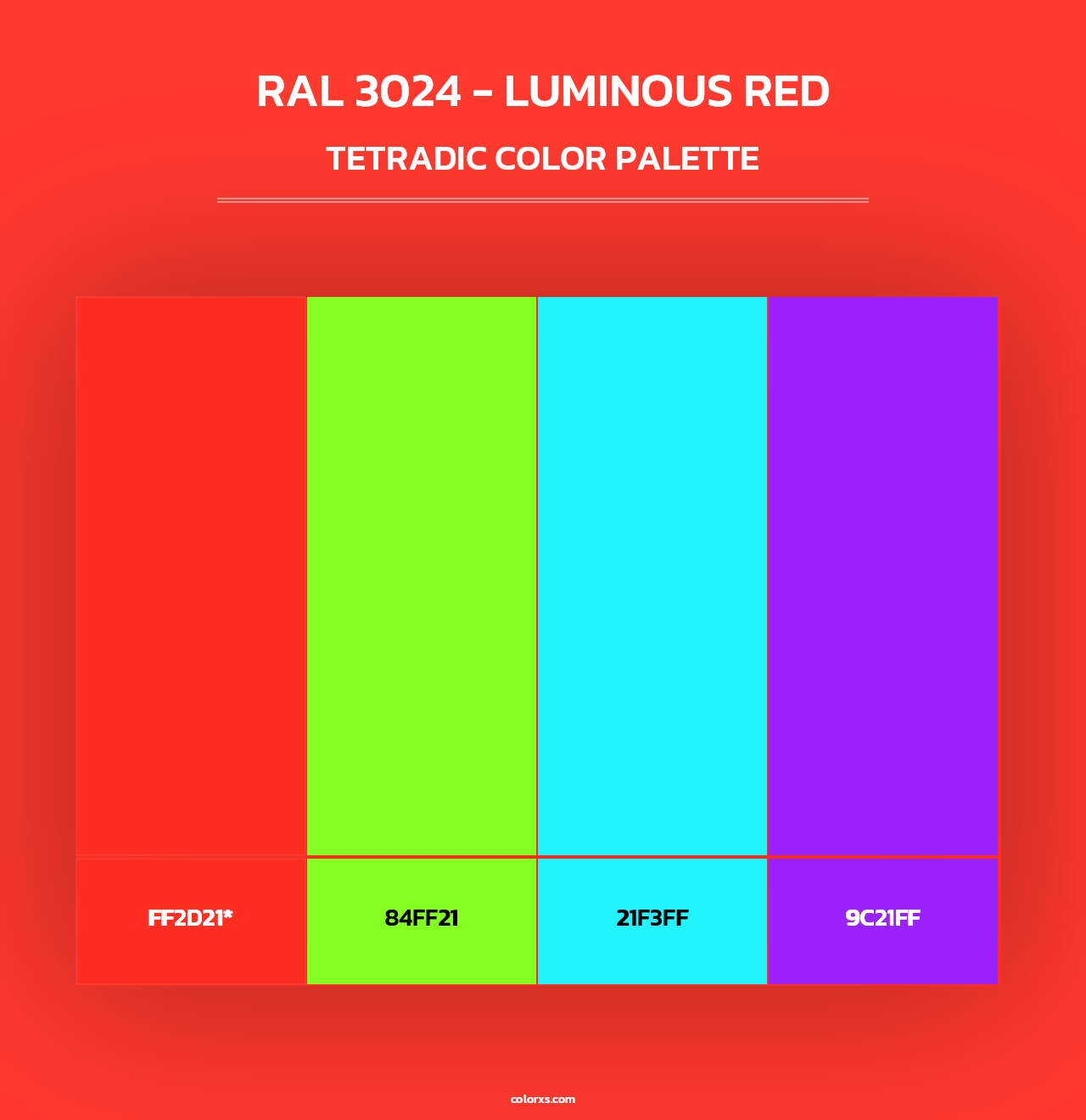 RAL 3024 - Luminous Red - Tetradic Color Palette