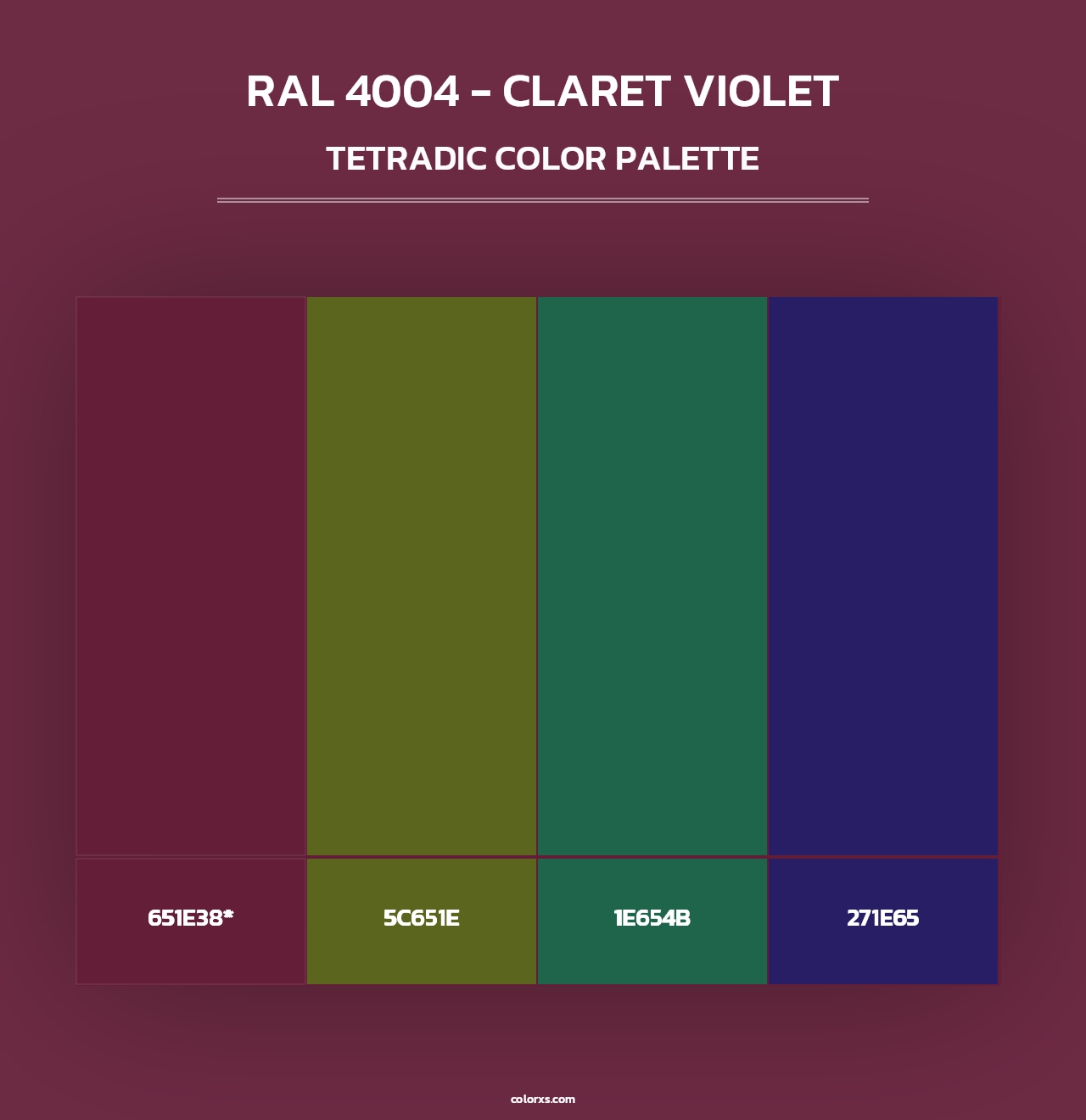 RAL 4004 - Claret Violet - Tetradic Color Palette