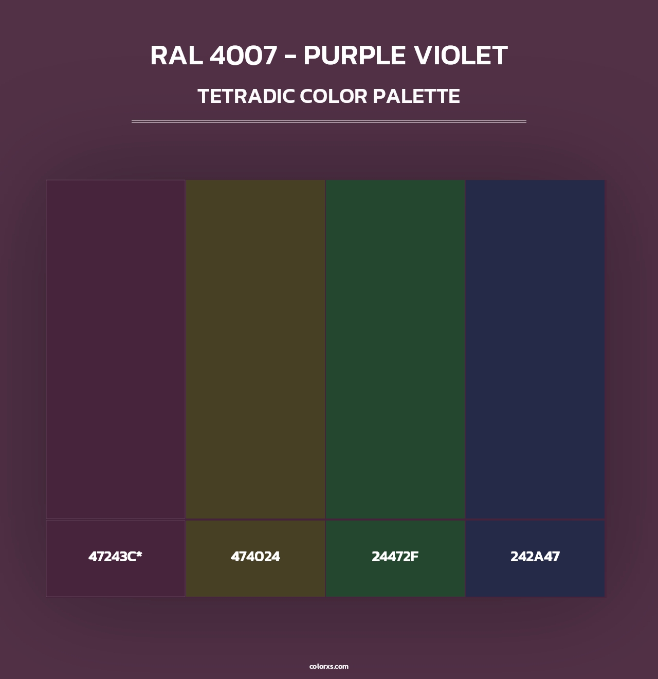 RAL 4007 - Purple Violet - Tetradic Color Palette