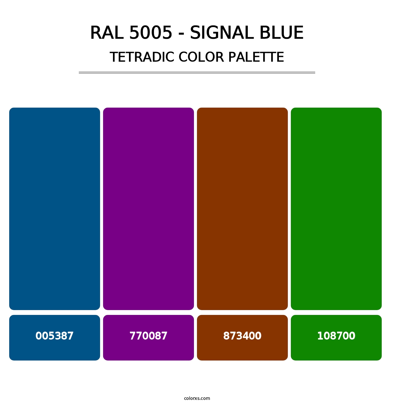RAL 5005 - Signal Blue - Tetradic Color Palette