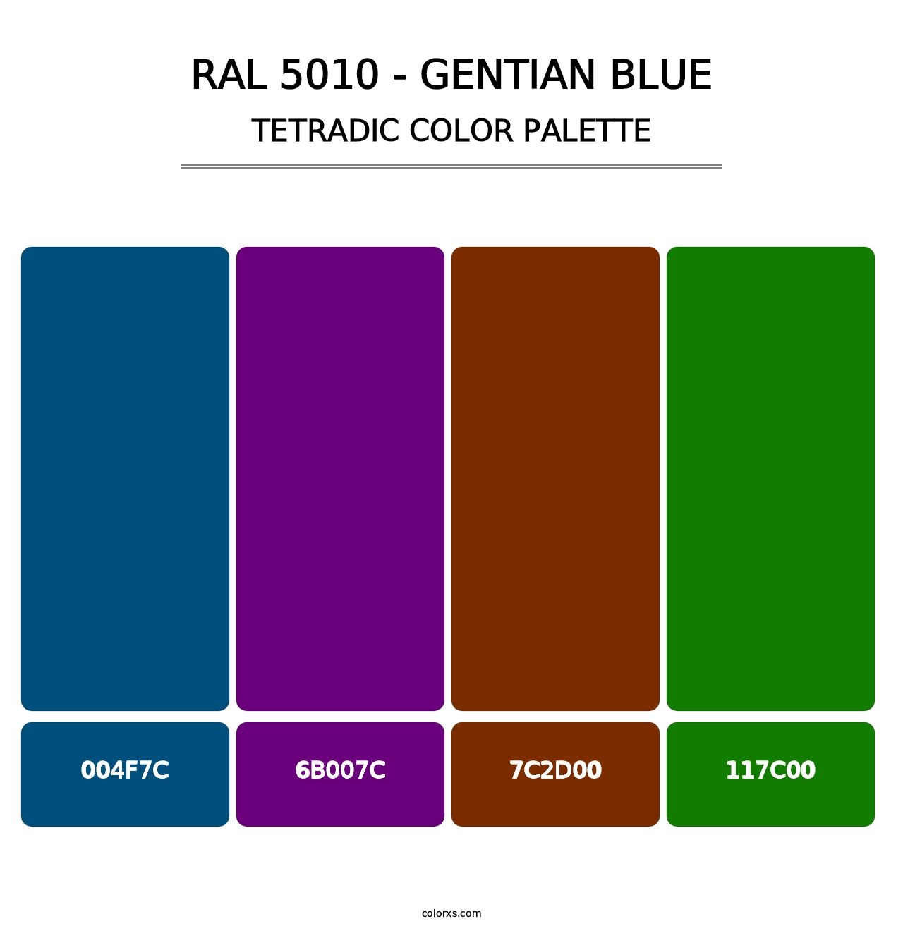 RAL 5010 - Gentian Blue - Tetradic Color Palette