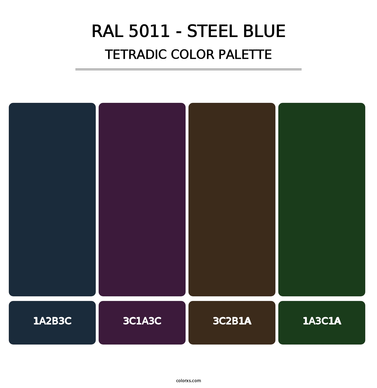 RAL 5011 - Steel Blue - Tetradic Color Palette