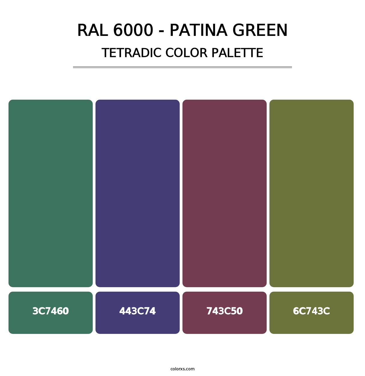 RAL 6000 - Patina Green - Tetradic Color Palette