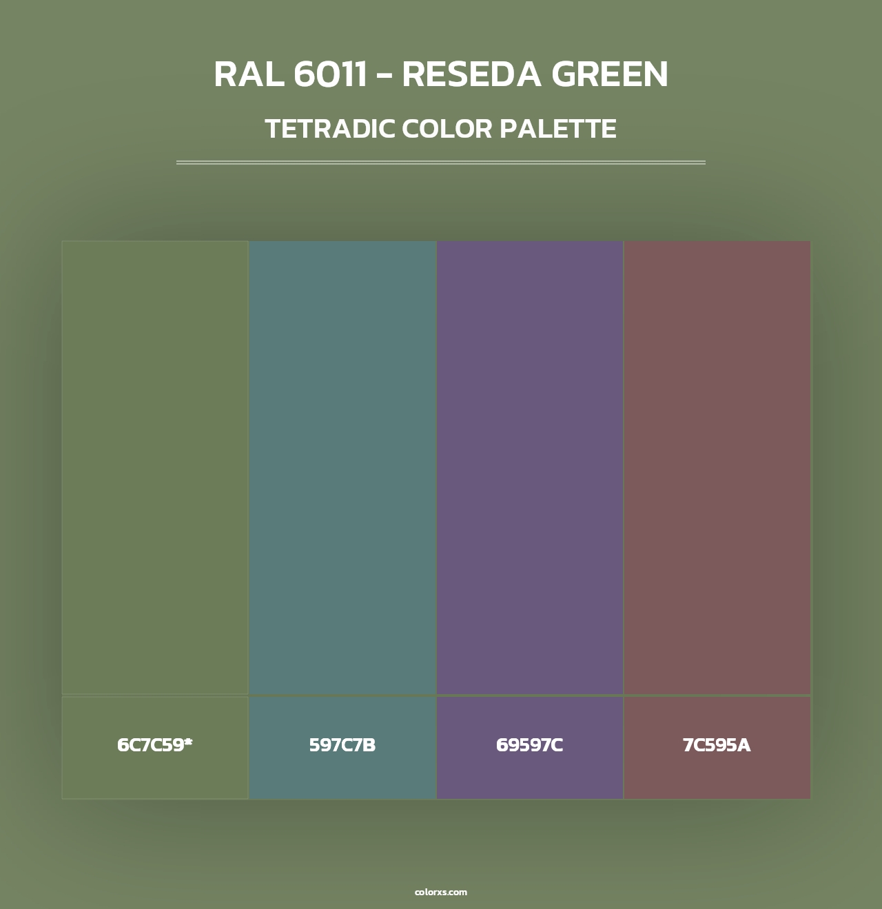 RAL 6011 - Reseda Green - Tetradic Color Palette