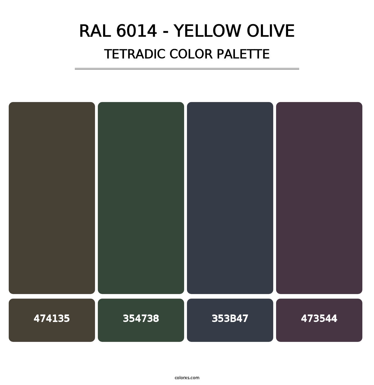 RAL 6014 - Yellow Olive - Tetradic Color Palette