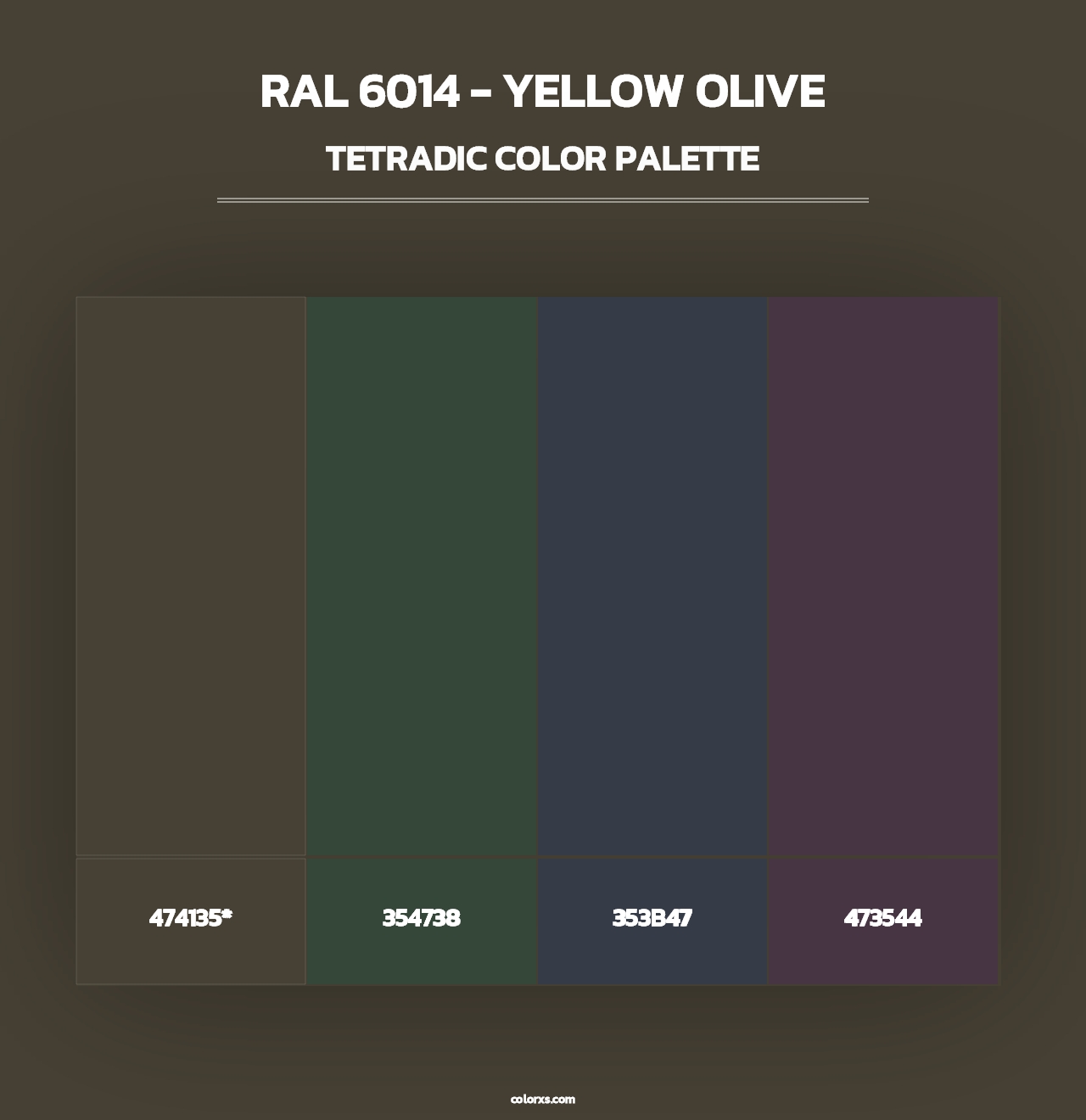RAL 6014 - Yellow Olive - Tetradic Color Palette