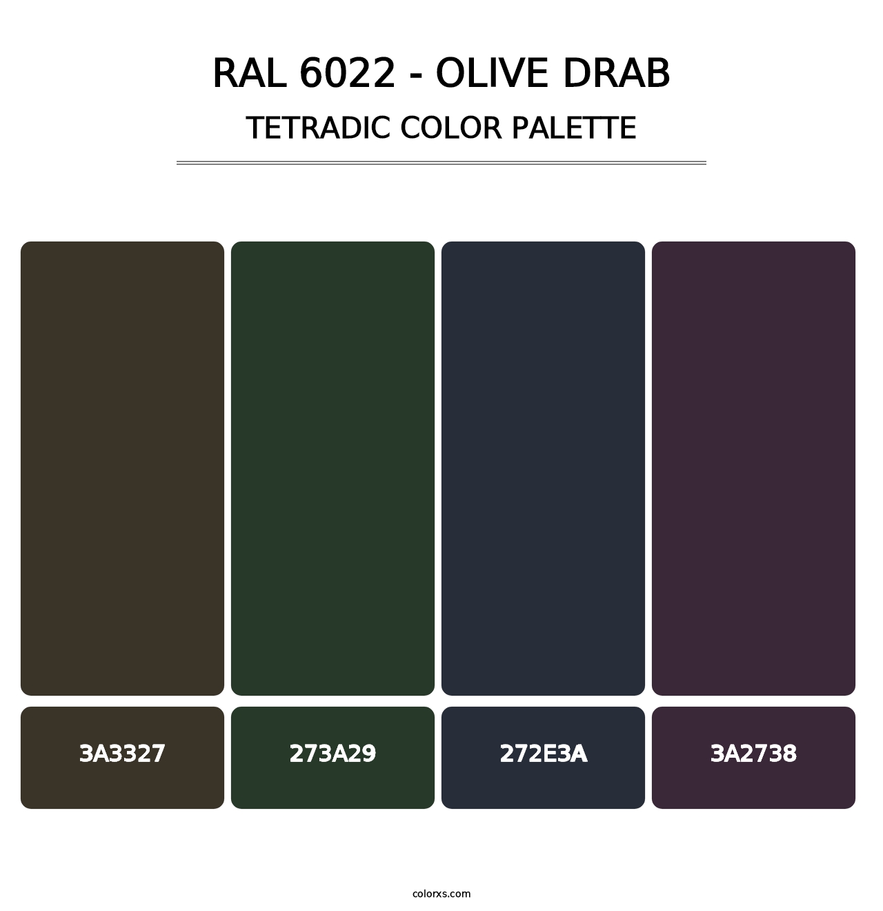 RAL 6022 - Olive Drab - Tetradic Color Palette
