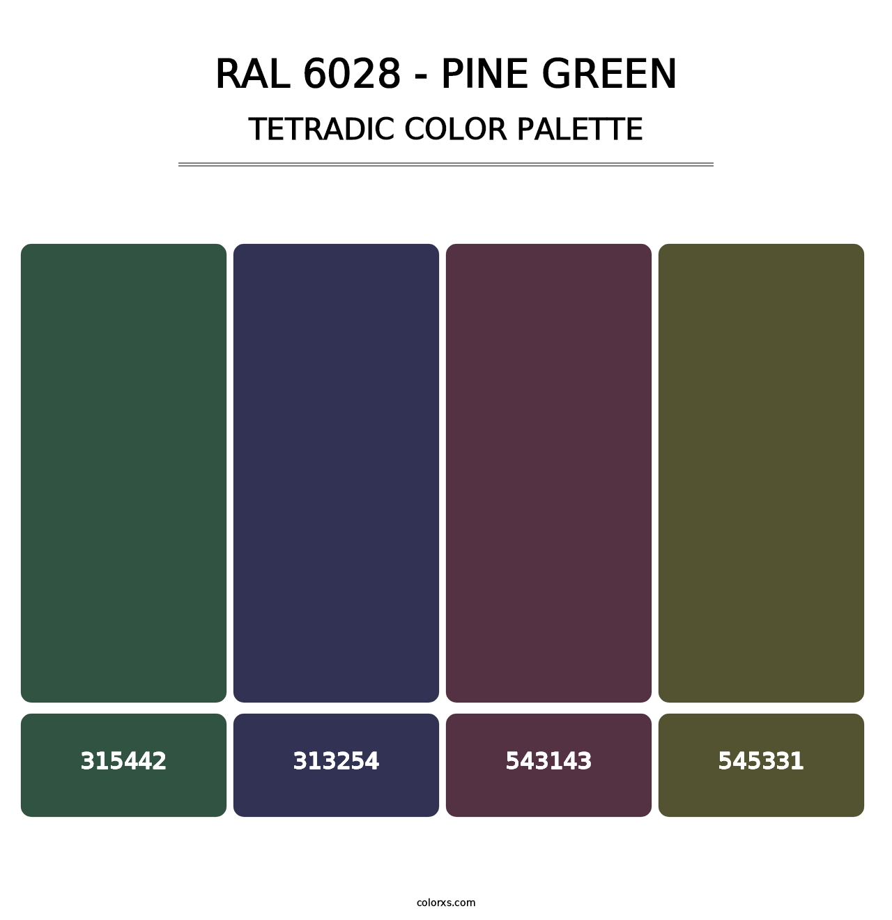 RAL 6028 - Pine Green - Tetradic Color Palette