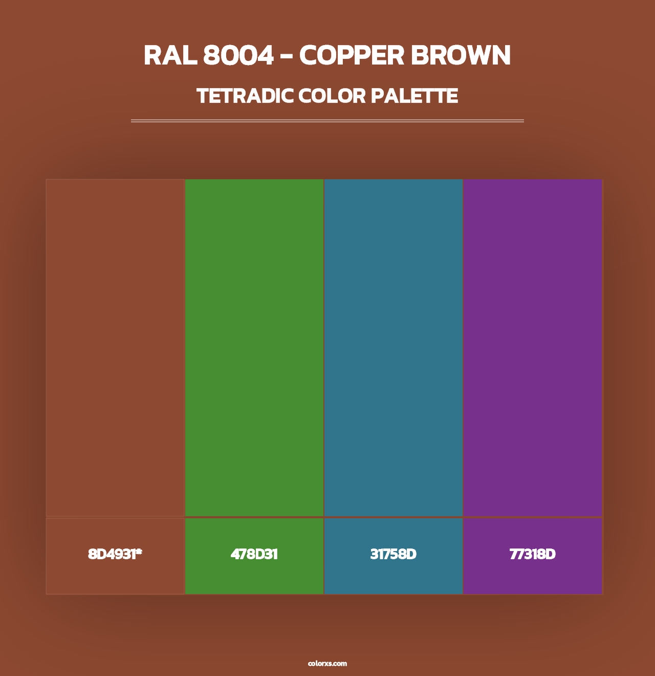 RAL 8004 - Copper Brown - Tetradic Color Palette