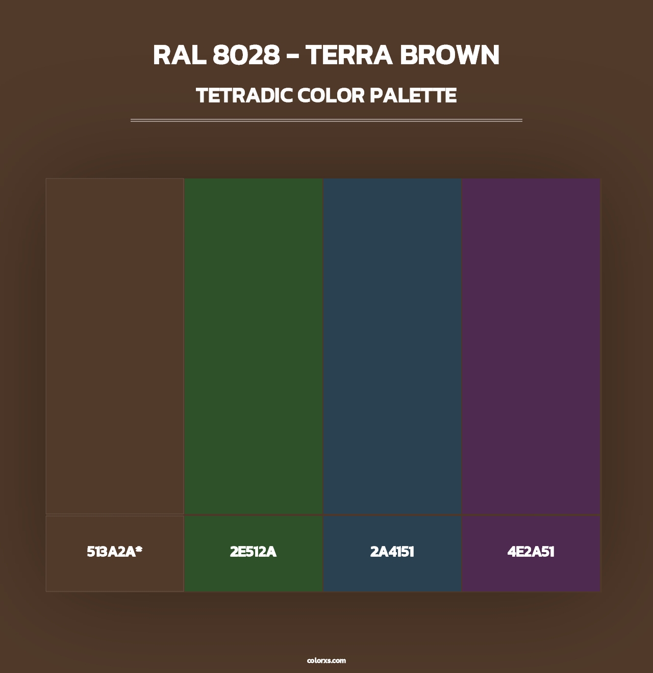RAL 8028 - Terra Brown - Tetradic Color Palette