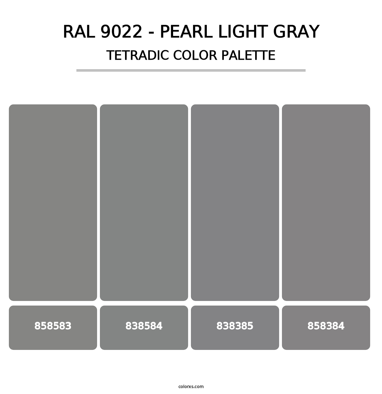 RAL 9022 - Pearl Light Gray - Tetradic Color Palette
