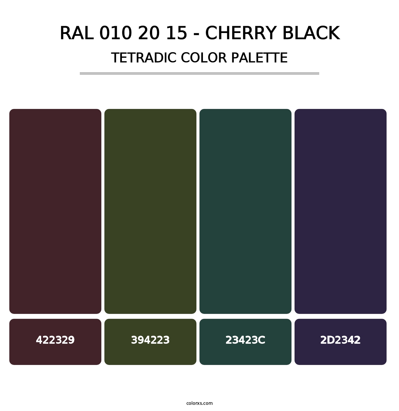RAL 010 20 15 - Cherry Black - Tetradic Color Palette