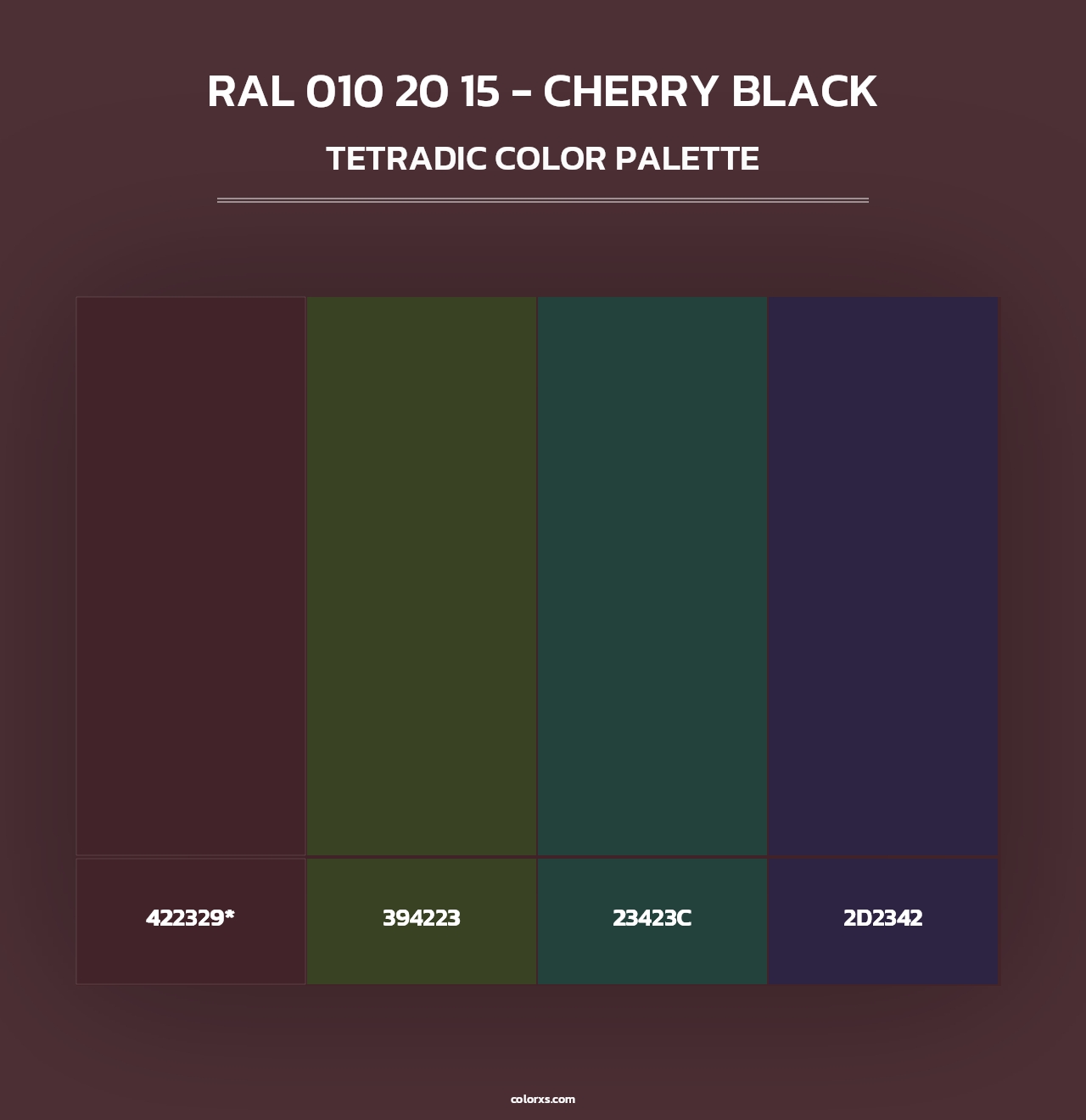 RAL 010 20 15 - Cherry Black - Tetradic Color Palette