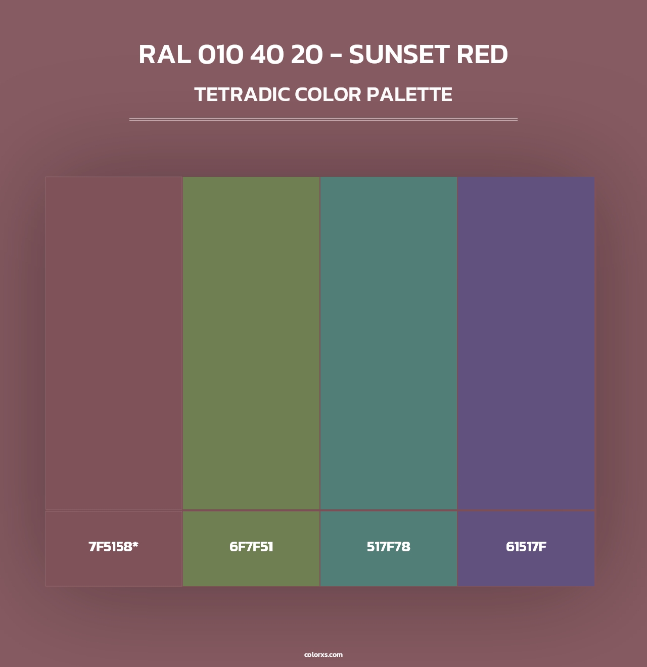 RAL 010 40 20 - Sunset Red - Tetradic Color Palette