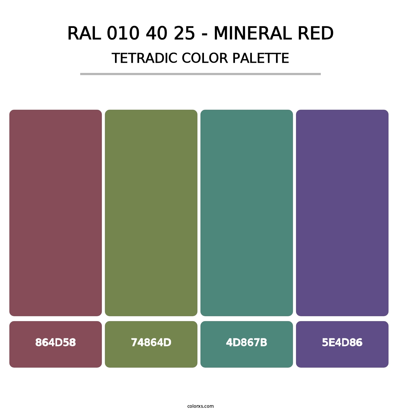 RAL 010 40 25 - Mineral Red - Tetradic Color Palette