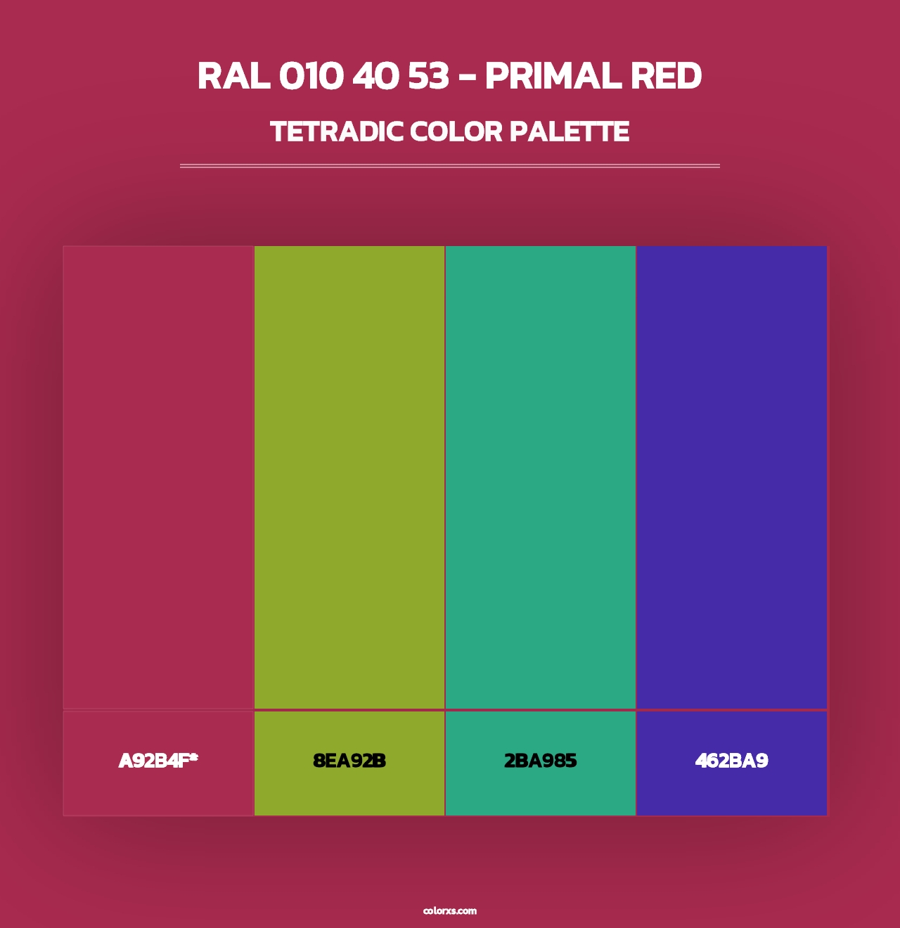 RAL 010 40 53 - Primal Red - Tetradic Color Palette