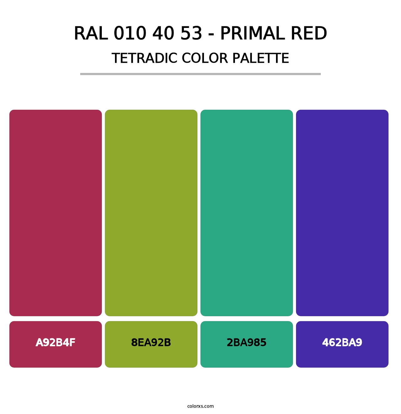 RAL 010 40 53 - Primal Red - Tetradic Color Palette