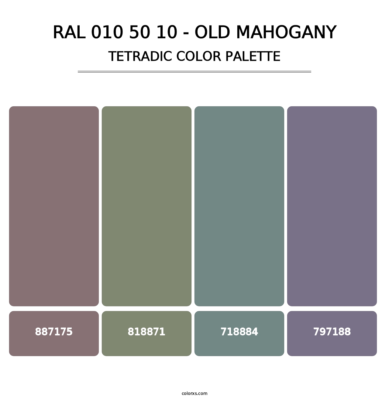 RAL 010 50 10 - Old Mahogany - Tetradic Color Palette