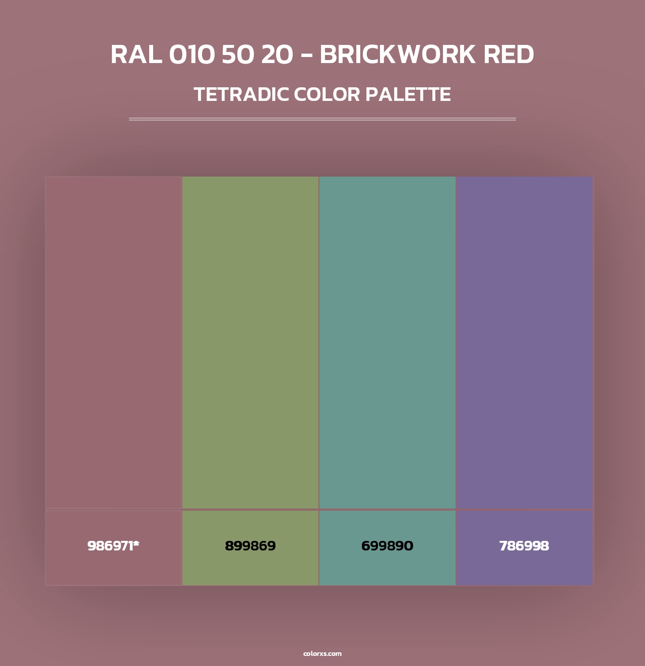 RAL 010 50 20 - Brickwork Red - Tetradic Color Palette