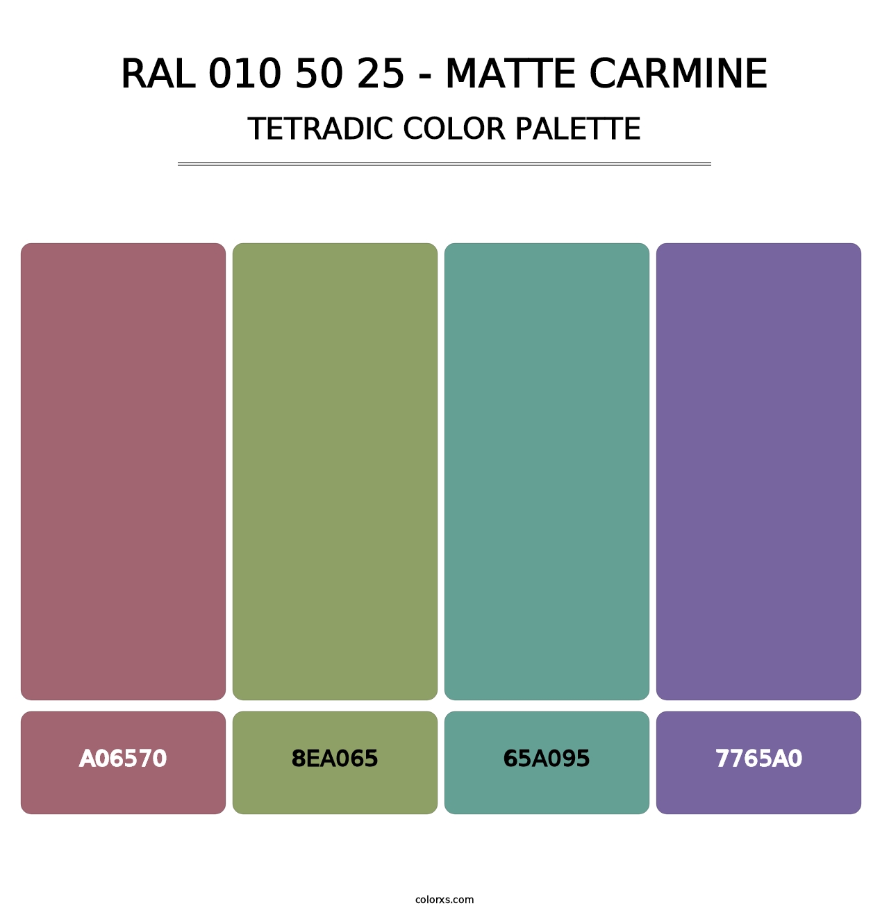 RAL 010 50 25 - Matte Carmine - Tetradic Color Palette