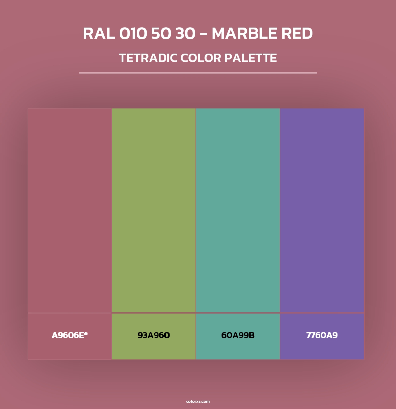 RAL 010 50 30 - Marble Red - Tetradic Color Palette