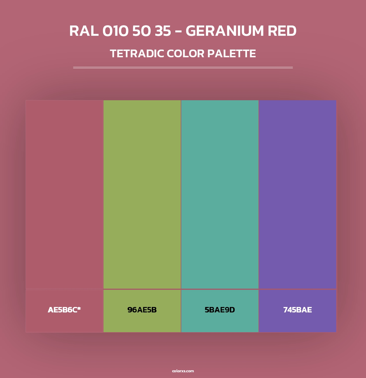 RAL 010 50 35 - Geranium Red - Tetradic Color Palette