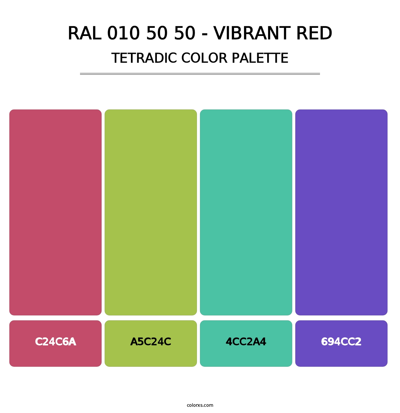 RAL 010 50 50 - Vibrant Red - Tetradic Color Palette