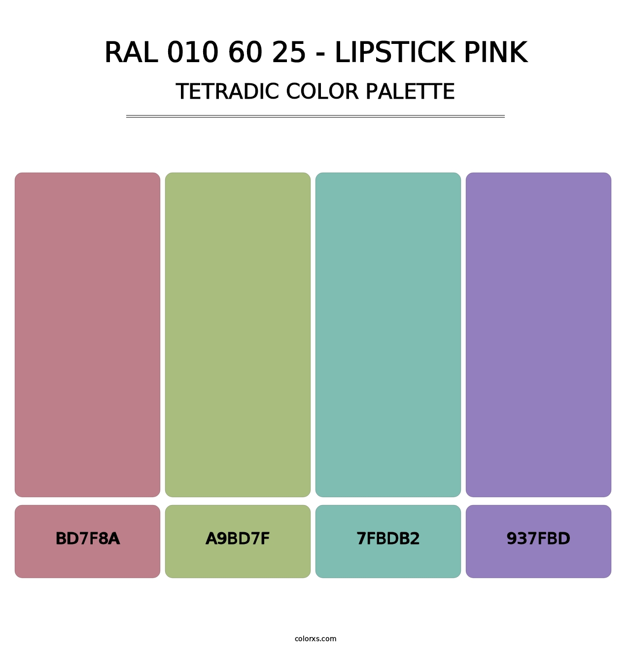 RAL 010 60 25 - Lipstick Pink - Tetradic Color Palette