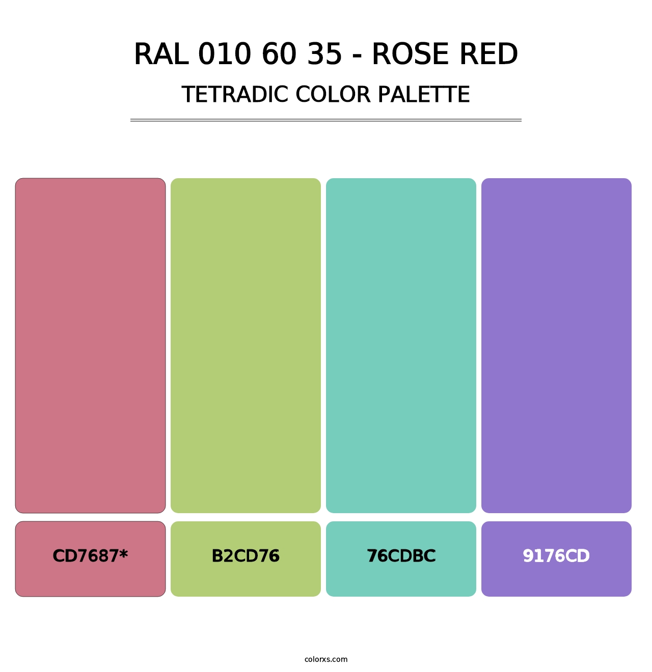 RAL 010 60 35 - Rose Red - Tetradic Color Palette