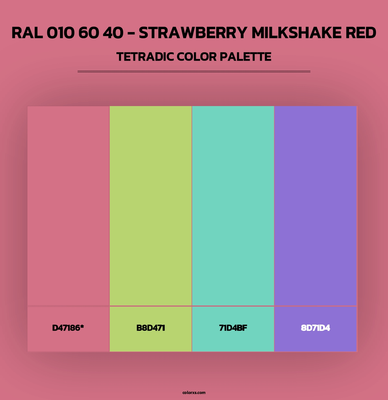 RAL 010 60 40 - Strawberry Milkshake Red - Tetradic Color Palette