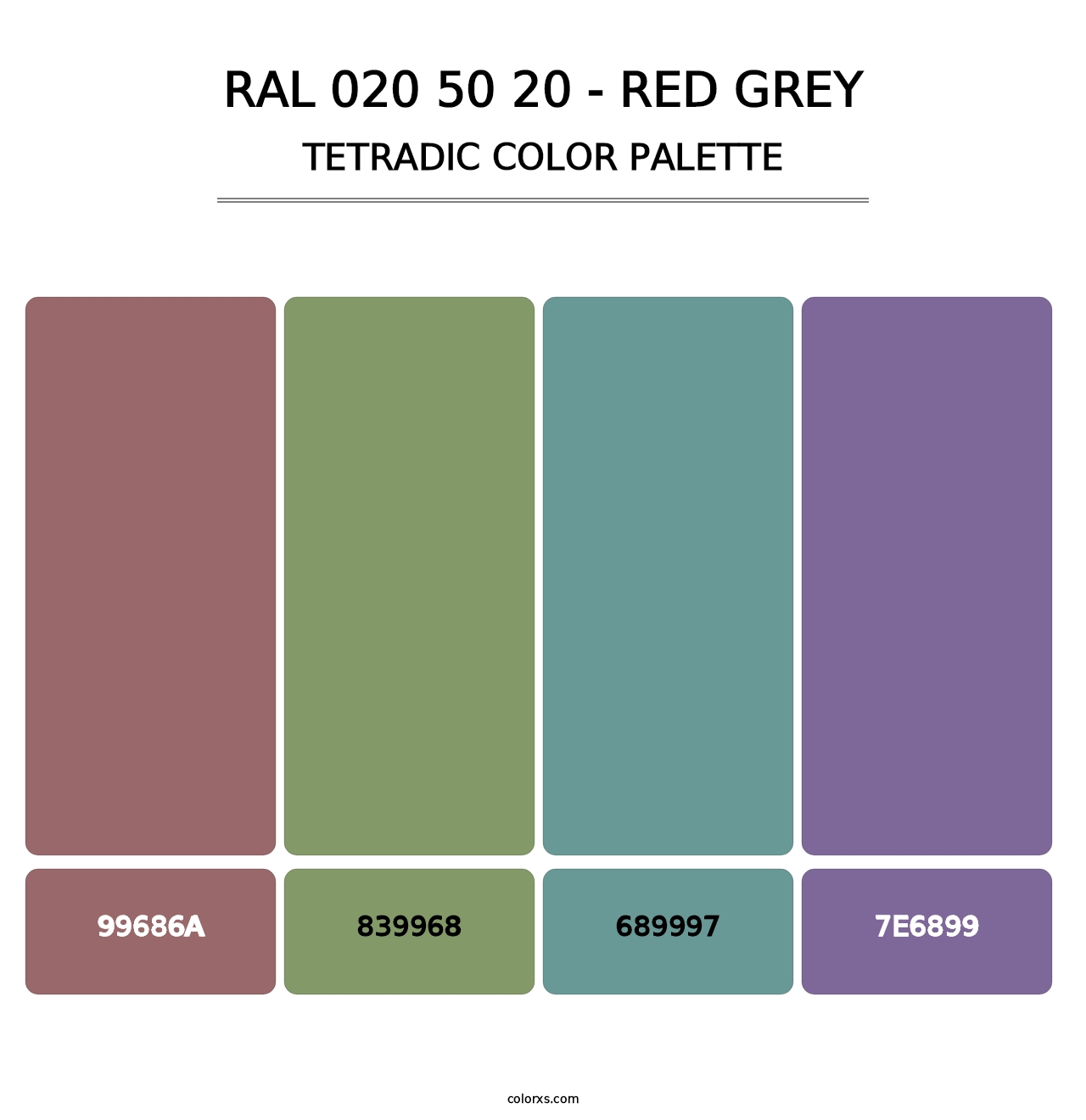 RAL 020 50 20 - Red Grey - Tetradic Color Palette